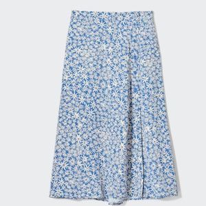Uniqlo printed slit midi skirt